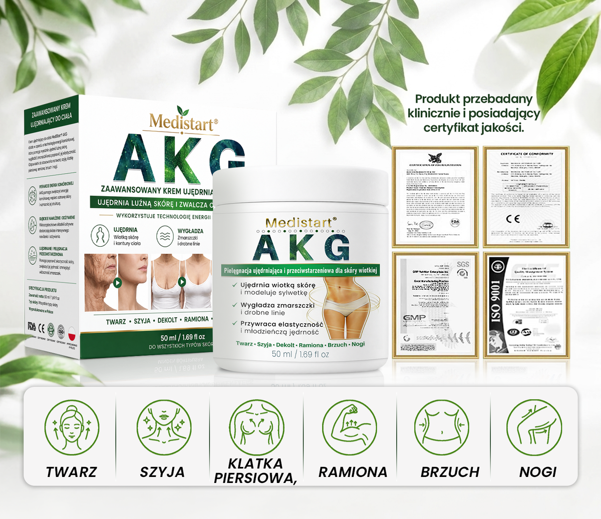 ✨✨Medistart® AKG Krem ujędrniający i przeciw oznakom starzenia – 💧 Jędrniejsza, gładsza i bardziej elastyczna skóra
