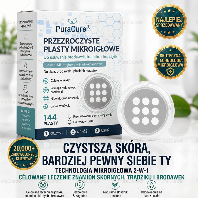 ✨PuraCure® 2-w-1 plaster mikroigłowy i hydrokoloidowy🍀 | Usuwa wypukłe znamiona, trądzik, płaskie brodawki i brodawki skórne | Pomaga poprawić zmarszczki, blizny i niedoskonałości | Niewidoczne plastry na twarz i ciało
