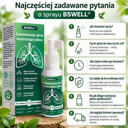 🌿BSWELL® Zaawansowany spray do oczyszczania płuc- ✅Zdrowie płuc - wsparcie immunologiczne, detoksykacja i wsparcie oddechowe