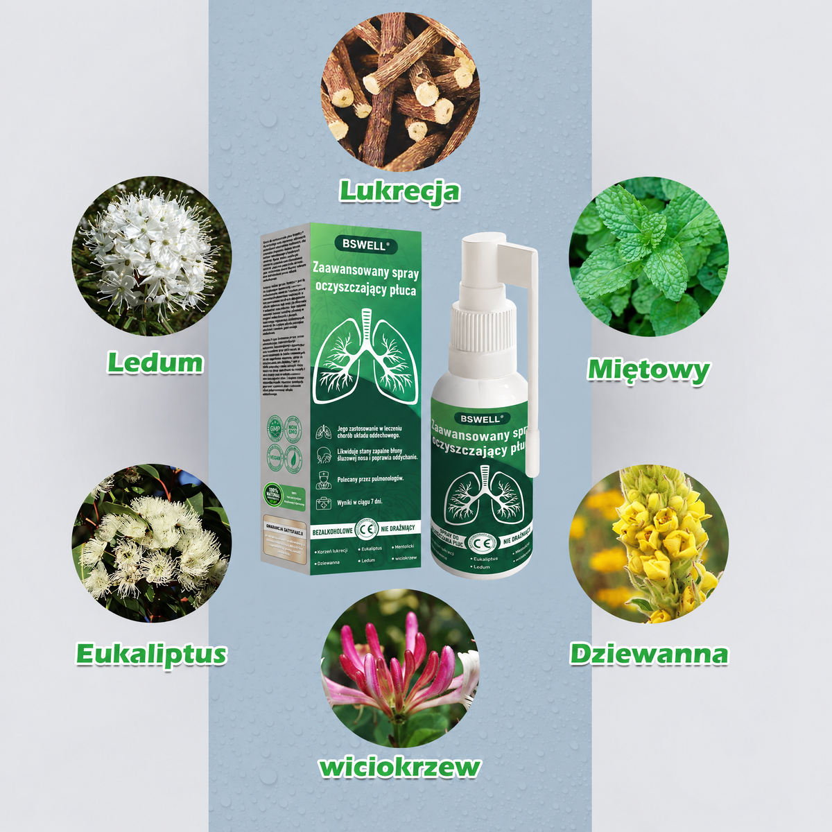 🌿BSWELL® Zaawansowany spray do oczyszczania płuc- ✅Zdrowie płuc - wsparcie immunologiczne, detoksykacja i wsparcie oddechowe