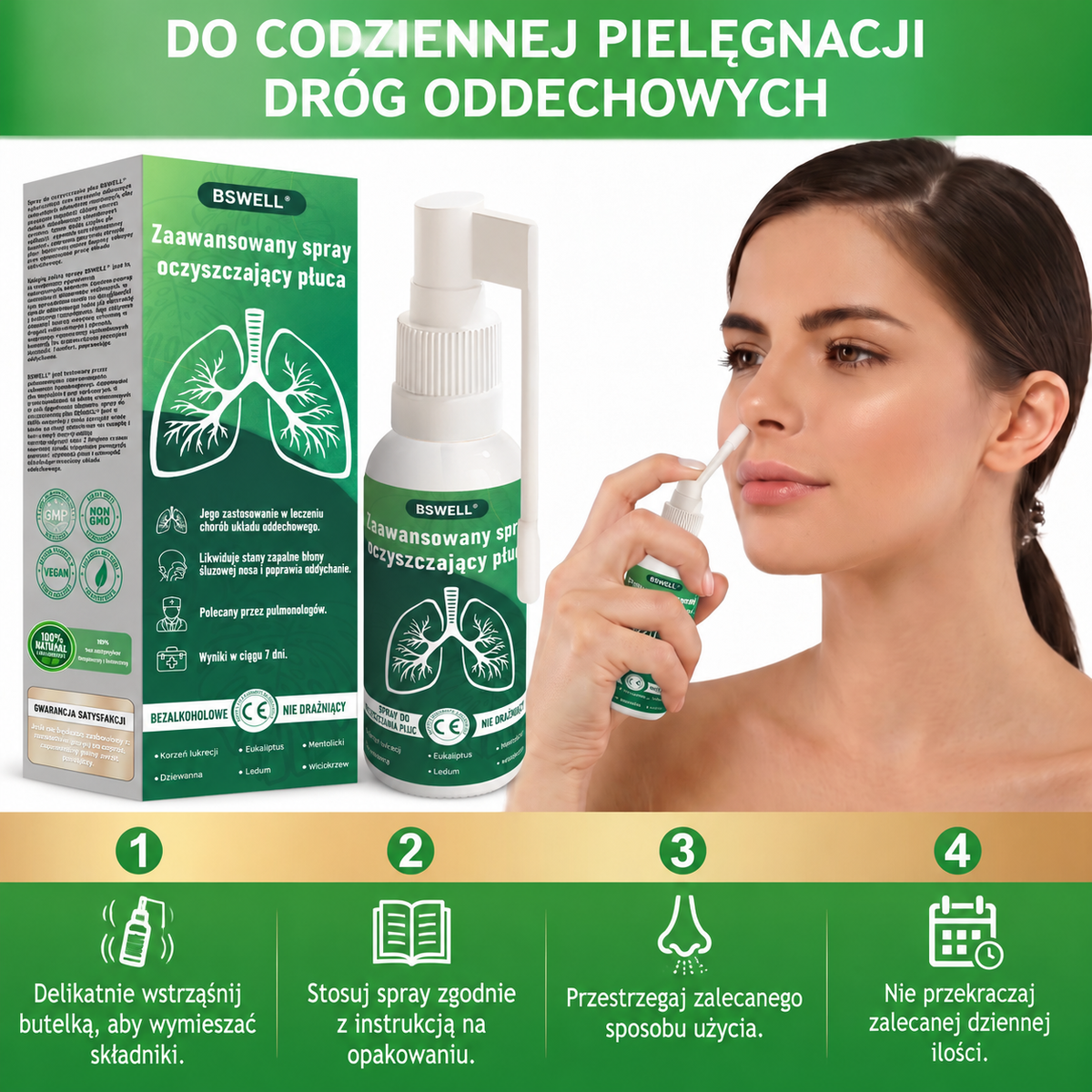 🌿BSWELL® Zaawansowany spray do oczyszczania płuc- ✅Zdrowie płuc - wsparcie immunologiczne, detoksykacja i wsparcie oddechowe